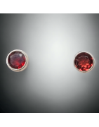 Boucles Grenat facetté boutons Argent 925