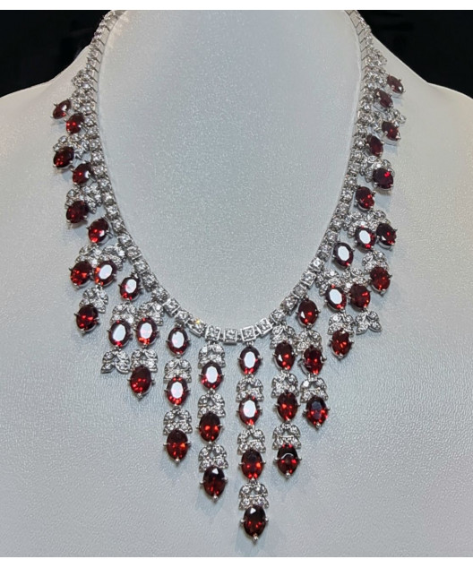 Collier Grenat serti & Zirconium