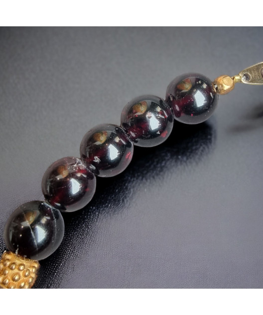 Collier Grenat & Cristal de roche Perles rondes 10mm
