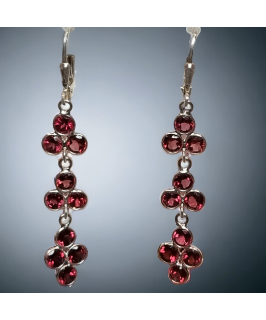 Boucles Grenat facetté Argent 925