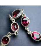 Bracelet Grenat facetté serti Argent 925