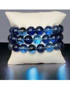 Bracelet Fluorite A+ Bleue Indigo Pierres Rondes 12mm