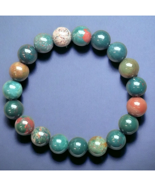 Bracelet Jaspe sanguin Pierres rondes 10mm