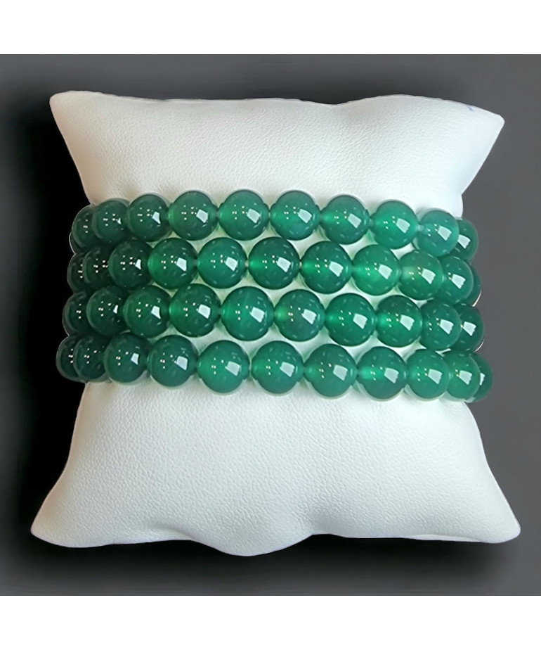 Bracelet Agate verte naturelle Pierres rondes 8mm