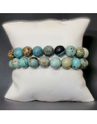Bracelet Opale bleue Pierre Rondes