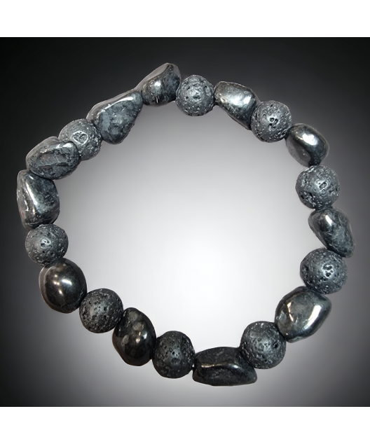 Bracelet Shungite baroque & Pierre de lave