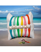 Bracelet Perle caoutchouc "Bracel'été" multicolore
