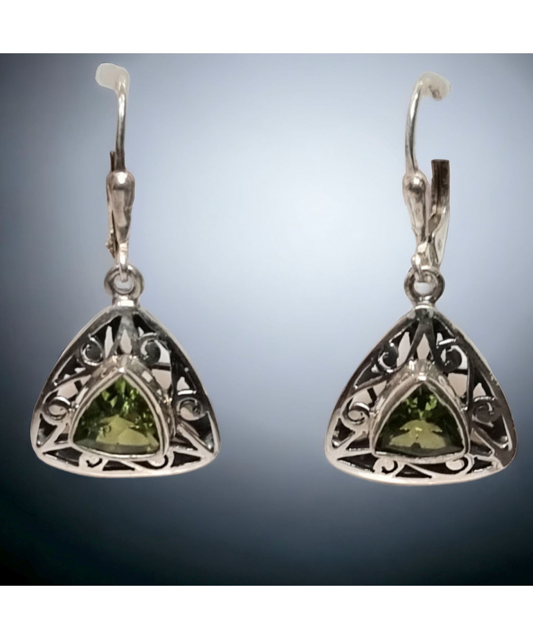 Boucles Péridot serti Argent 925