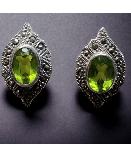 Boucles Péridot serti Argent 925
