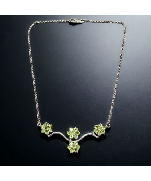 Collier Péridot fleurs Argent 925