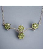 Collier Péridot fleurs Argent 925