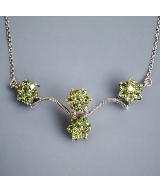 Collier Péridot fleurs Argent 925