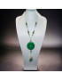 Collier Jade donut & pierres rondes & Perles Eau Douce plaqué or