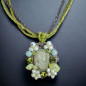 Collier Perles de verre et de Nacre Swarovski & pierres de Jade & Aigue marine avec Camé