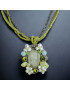 Collier Perles de verre et de Nacre Swarovski & pierres de Jade & Aigue marine avec Camé