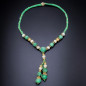 Collier Jade & Perles d'eau douce plaqué or sur cordon