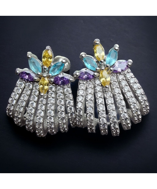 Boucles Améthyste Topaze bleue & Zirconium