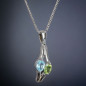 Pendentif Péridot & Topaze bleue Argent 925 avec chaîne