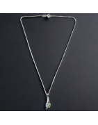 Pendentif Péridot & Topaze bleue Argent 925 avec chaîne