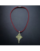 Pendentif Péridot croix Argent 925 sur cordon