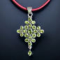 Pendentif Péridot croix Argent 925 sur cordon