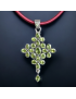 Pendentif Péridot croix Argent 925 sur cordon