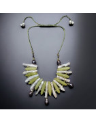 Collier Jade Nacre & Perles baroques sur cordon réglable