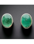 Boucles Emeraude ovales Argent 925