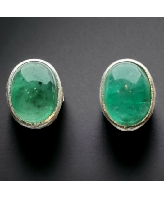 Boucles Emeraude ovales Argent 925