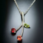 Pendentif Péridot & Grenat rouge Argent 925 avec chaîne