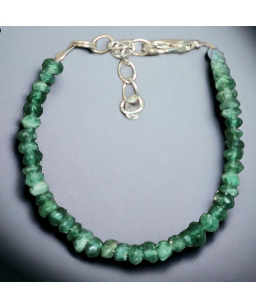 Bracelet Emeraude baroque enfant fermoir Argent 925