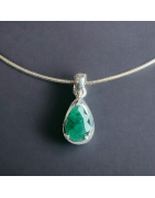 Pendentif Emeraude avec chaîne Argent 925