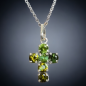 Pendentif Tourmaline verte Croix avec chaîne Argent 925