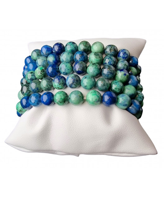 Bracelet Azurite Malachite Pierres rondes