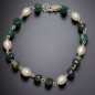 Bracelet Jaspe sanguin & Perles d'eau douce avec fermoir Argent 925
