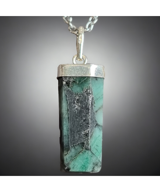 Pendentif Emeraude Argent 925 avec chaîne