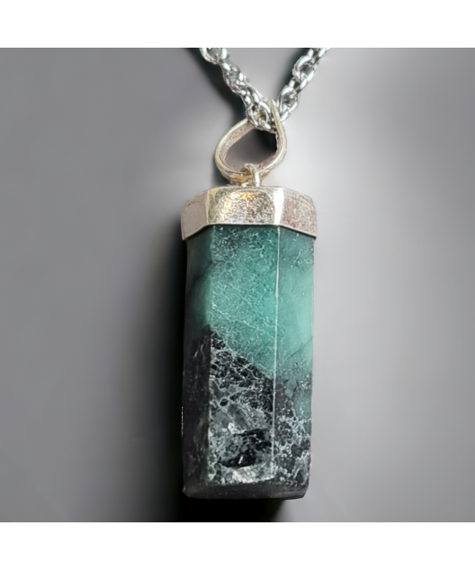 Pendentif Emeraude Argent 925 avec chaîne