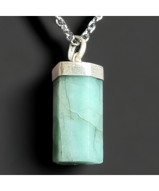 Pendentif Emeraude Argent 925 avec chaîne