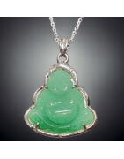 Pendentif Jade Bouddha avec chaîne Argent 925
