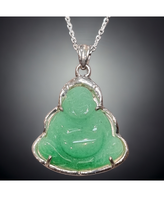 Pendentif Jade Bouddha avec chaîne Argent 925