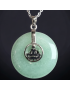 Pendentif Aventurine verte donut Bouddha avec chaîne