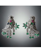 Boucles Agate verte & Zirconium Colombes