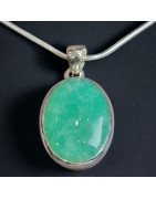 Pendentif Chrysoprase avec chaîne Argent 925
