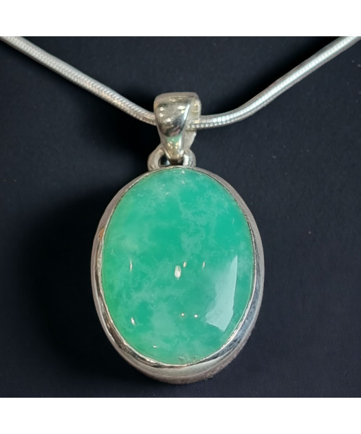 Pendentif Chrysoprase avec chaîne Argent 925