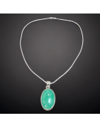 Pendentif Chrysoprase avec chaîne Argent 925
