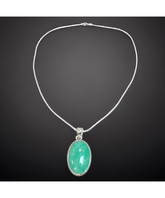 Pendentif Chrysoprase avec chaîne Argent 925