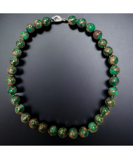 Collier Jaspe Impérial Pierres rondes 12mm