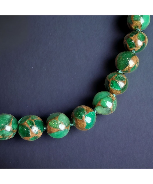 Collier Jaspe Impérial Pierres rondes 12mm