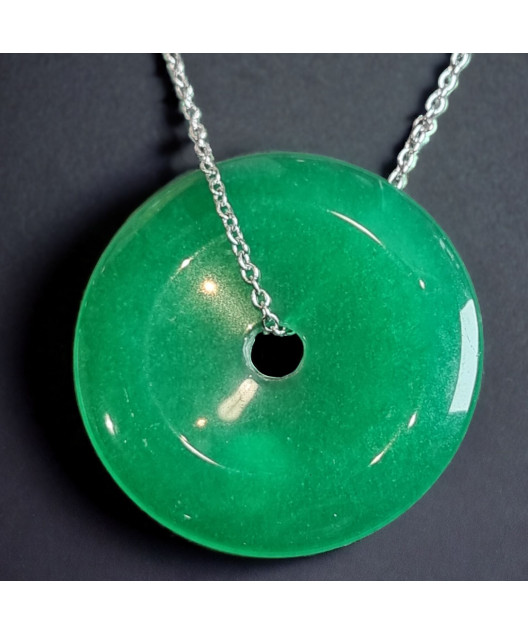 Pendentif Jade donut avec chaîne