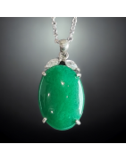 Pendentif Jade & Zirconium avec chaîne